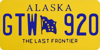 AK license plate GTW920