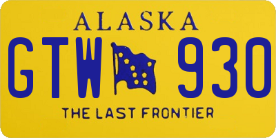 AK license plate GTW930