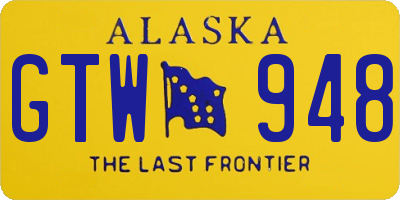 AK license plate GTW948