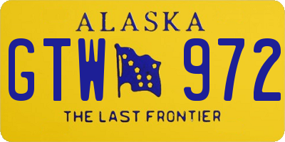 AK license plate GTW972