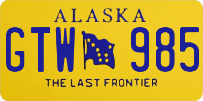 AK license plate GTW985