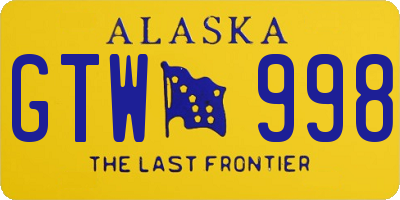 AK license plate GTW998
