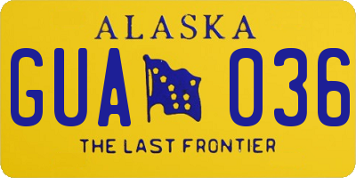 AK license plate GUA036