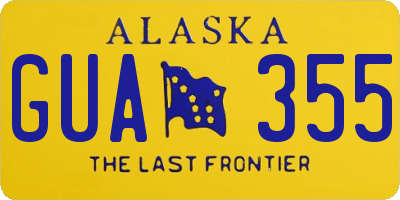 AK license plate GUA355