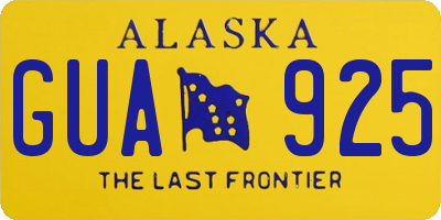 AK license plate GUA925