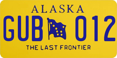 AK license plate GUB012