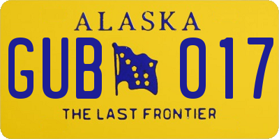 AK license plate GUB017