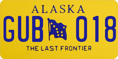 AK license plate GUB018