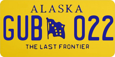 AK license plate GUB022