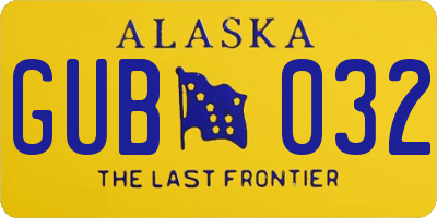 AK license plate GUB032