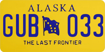 AK license plate GUB033