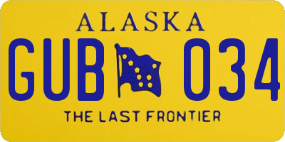 AK license plate GUB034