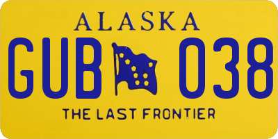 AK license plate GUB038
