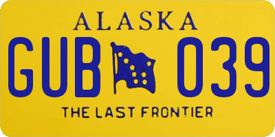 AK license plate GUB039