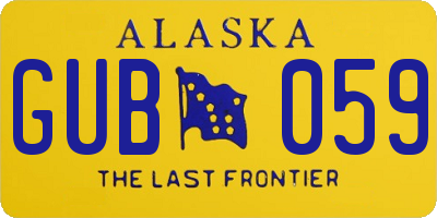AK license plate GUB059