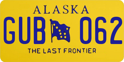 AK license plate GUB062