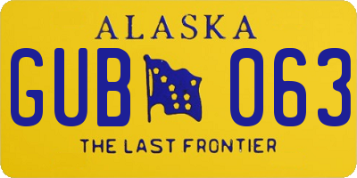 AK license plate GUB063