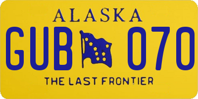 AK license plate GUB070