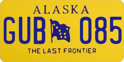 AK license plate GUB085