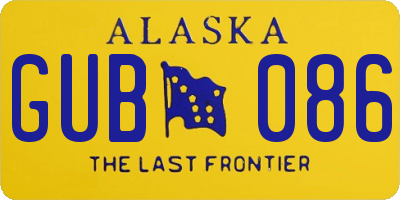 AK license plate GUB086