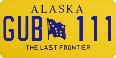 AK license plate GUB111