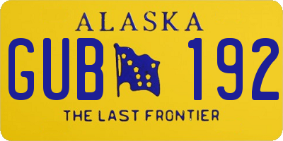 AK license plate GUB192