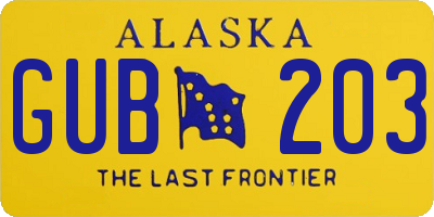 AK license plate GUB203