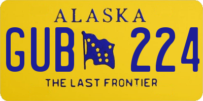 AK license plate GUB224