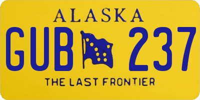 AK license plate GUB237
