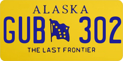 AK license plate GUB302