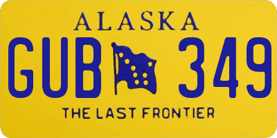 AK license plate GUB349