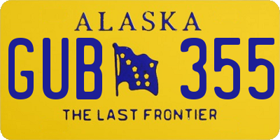 AK license plate GUB355