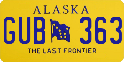 AK license plate GUB363