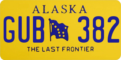 AK license plate GUB382