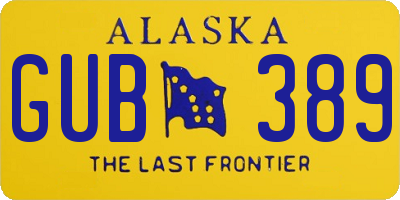 AK license plate GUB389