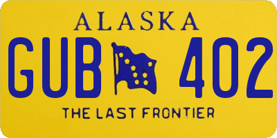 AK license plate GUB402