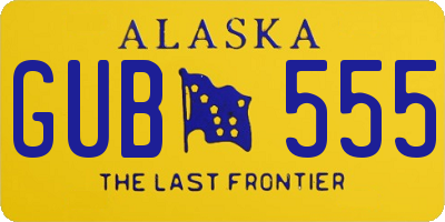 AK license plate GUB555