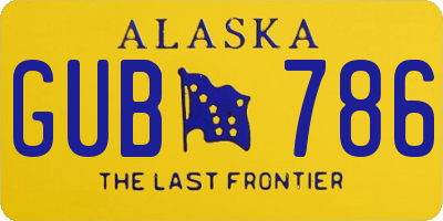 AK license plate GUB786