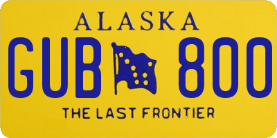 AK license plate GUB800