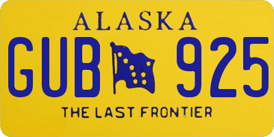 AK license plate GUB925