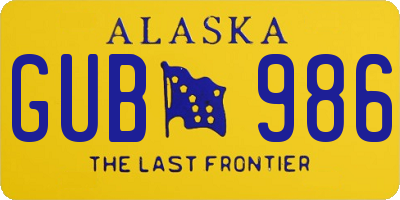 AK license plate GUB986