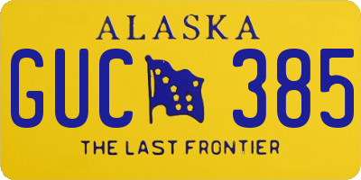 AK license plate GUC385