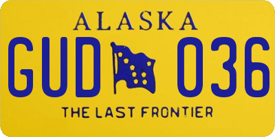 AK license plate GUD036