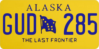 AK license plate GUD285