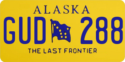 AK license plate GUD288