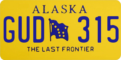 AK license plate GUD315