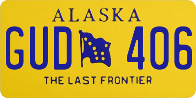 AK license plate GUD406