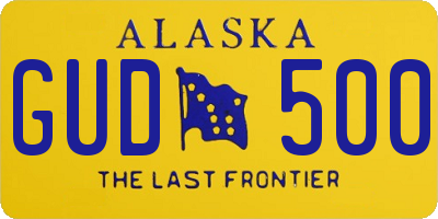 AK license plate GUD500