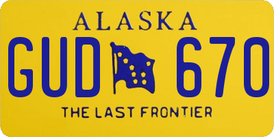 AK license plate GUD670