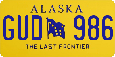 AK license plate GUD986